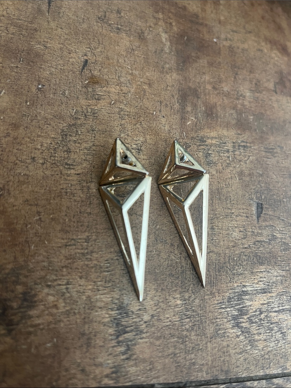 Icing Gold Tone Geometric Drop Earrings with White Accents